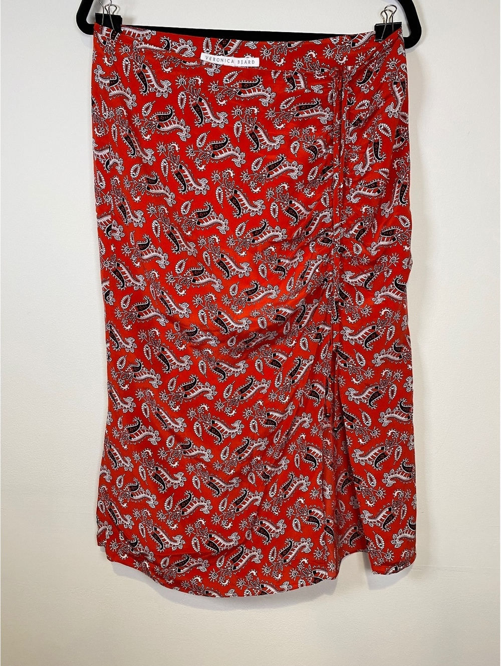 Veronica Beard Red Paisley Silk Midi Skirt Size 10
